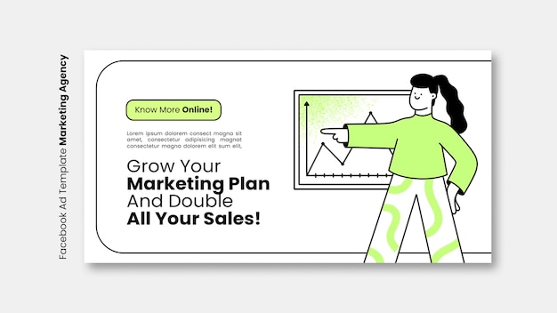 無料PSD 手描きマーケティングエージェンシー フェイスブックのテンプレート