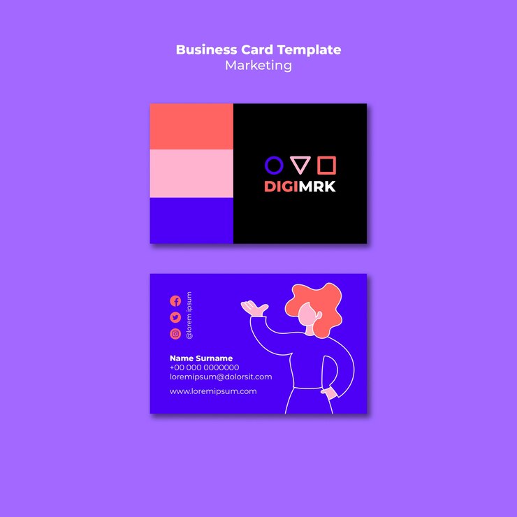 Free PSD hand drawn marketing business card template