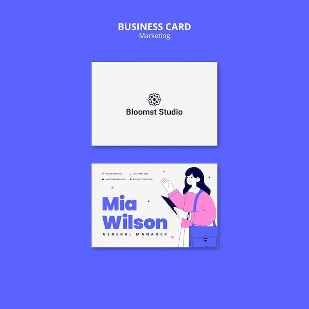 Hand drawn marketing concept business card