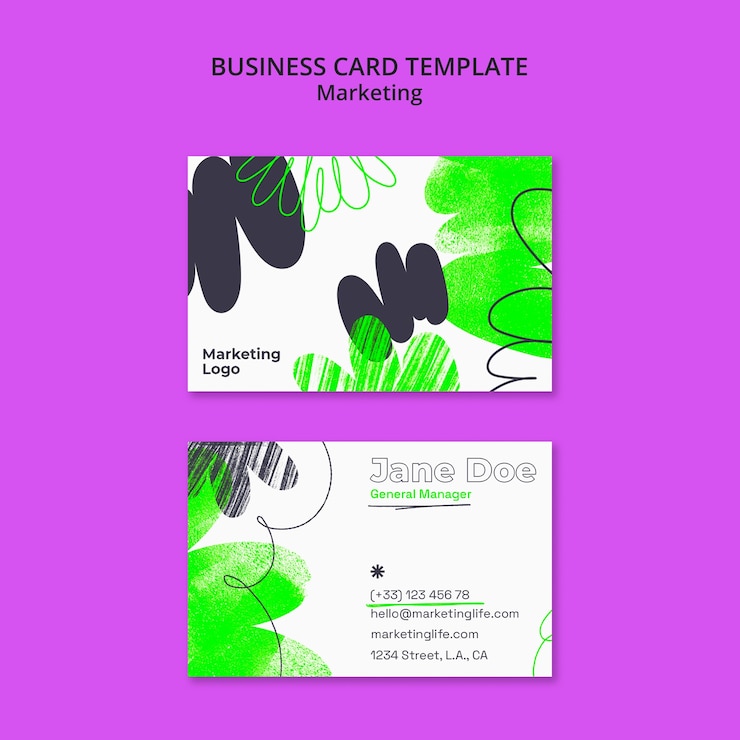Free PSD hand drawn marketing strategy business card template