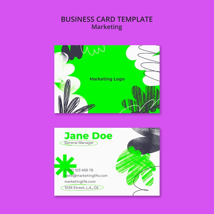 Free PSD hand drawn marketing strategy business card template