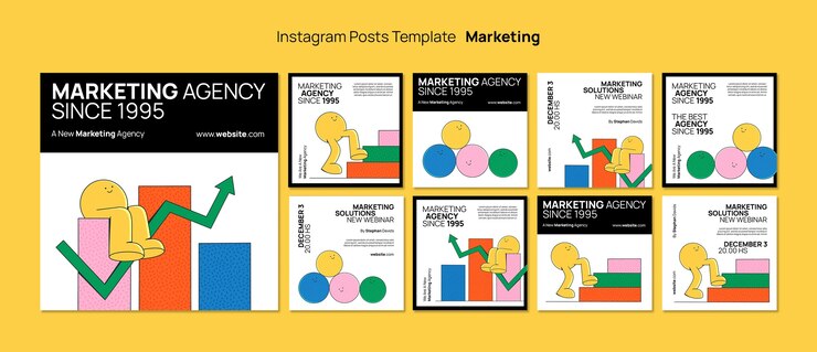Free PSD hand drawn marketing strategy instagram posts