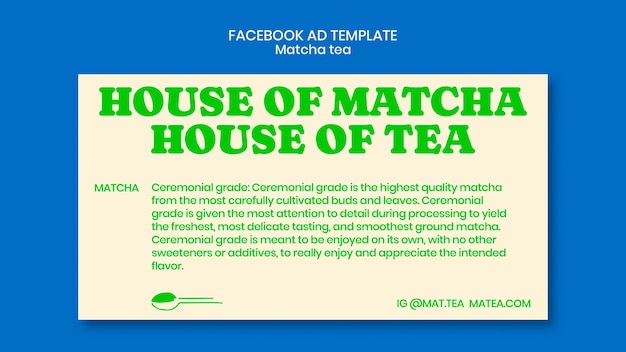 Hand drawn matcha tea facebook template