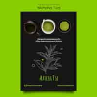 Free PSD hand drawn matcha tea poster template