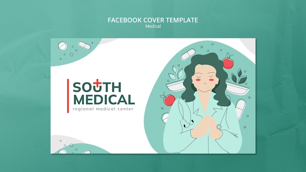 Free PSD hand drawn medical care facebook cover