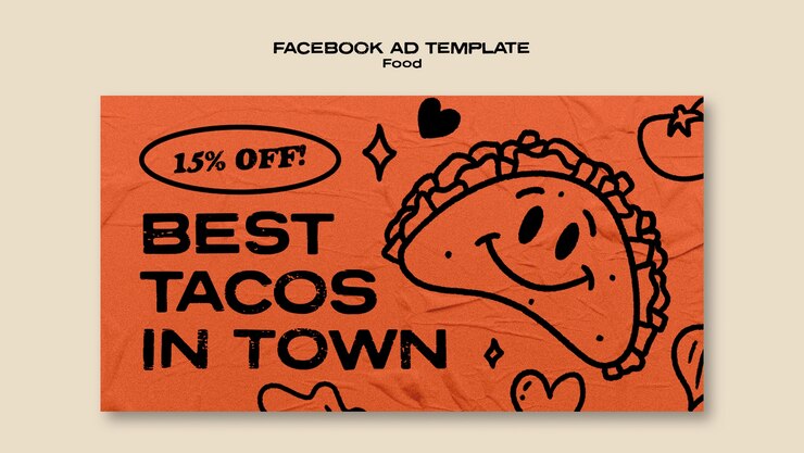 Free PSD hand drawn mexican food facebook template