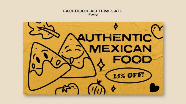 Free PSD hand drawn mexican food facebook template