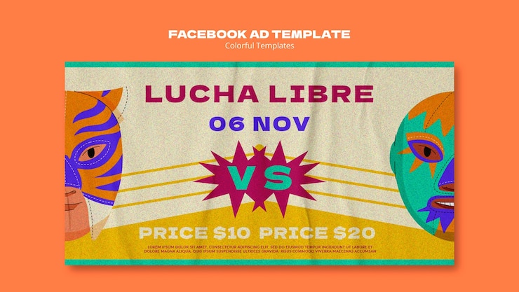Free PSD hand drawn mexican wrestling facebook template