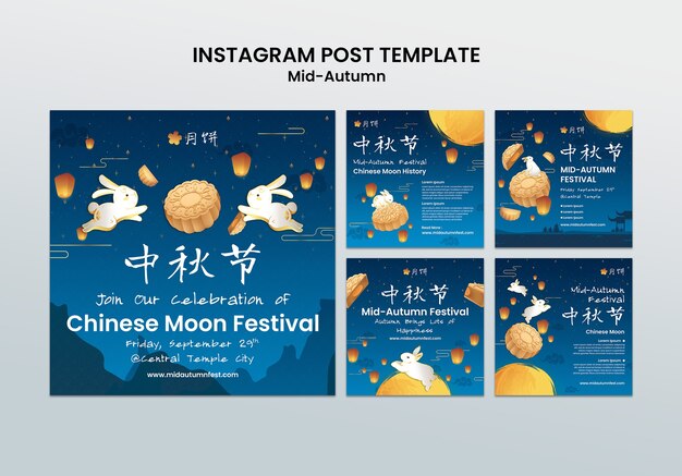 hand drawn mid-autumn festival template design