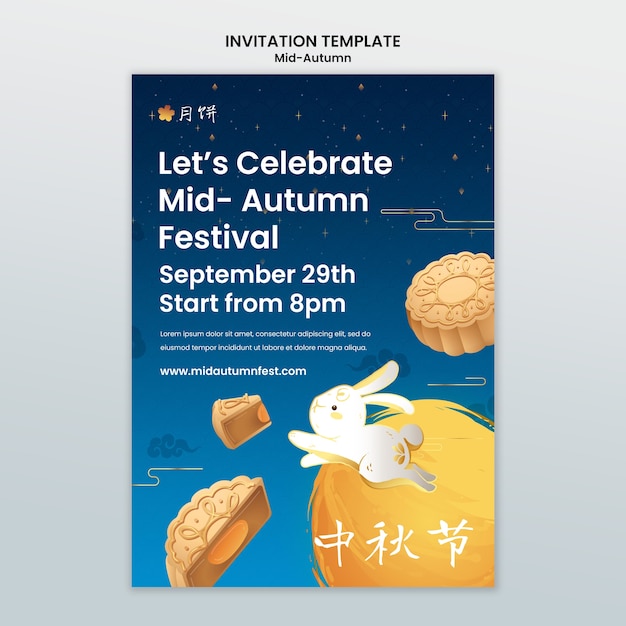 hand drawn mid-autumn festival template design