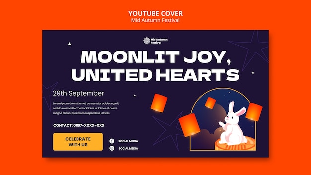 Free PSD hand drawn mid-autumn festival youtube cover