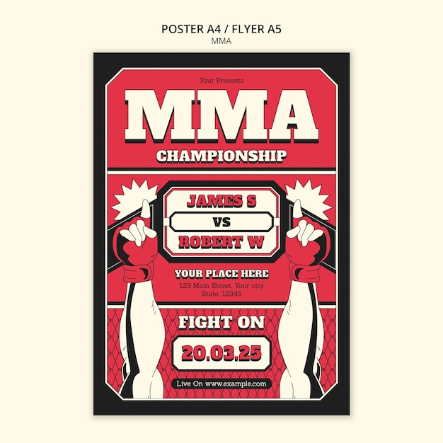 Free PSD hand drawn mma show poster template