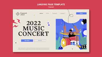 Free PSD hand drawn music concert landing page