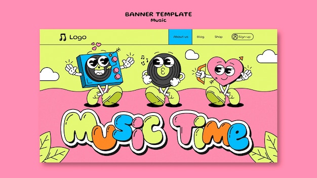 Hand drawn music fest landing page template