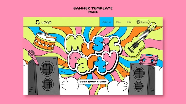 Hand drawn music fest landing page template