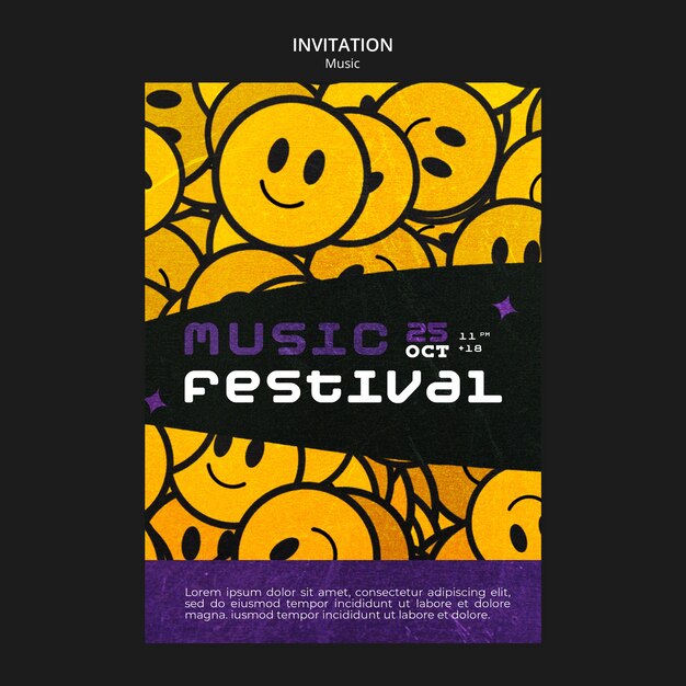 Hand drawn music festival invitation template