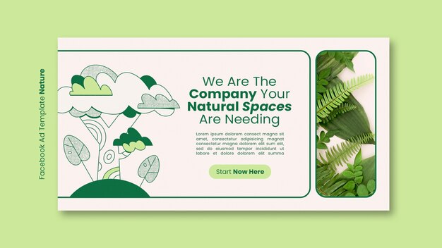 Hand drawn nature company facebook template