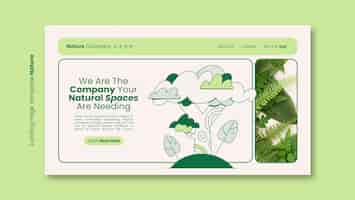 無料PSD 手描きの自然会社のランディングページ