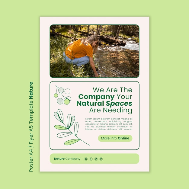 Hand drawn nature company poster template