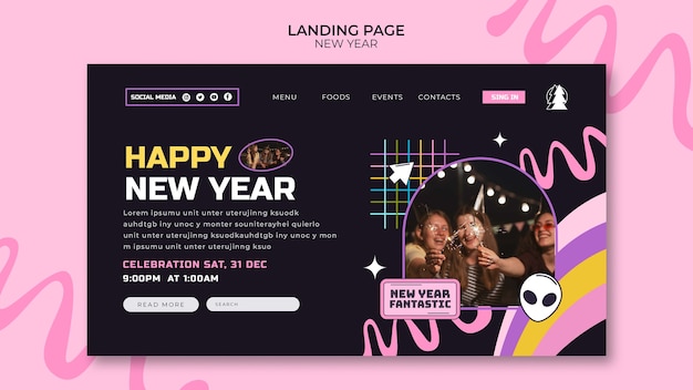 Hand drawn new year landing page