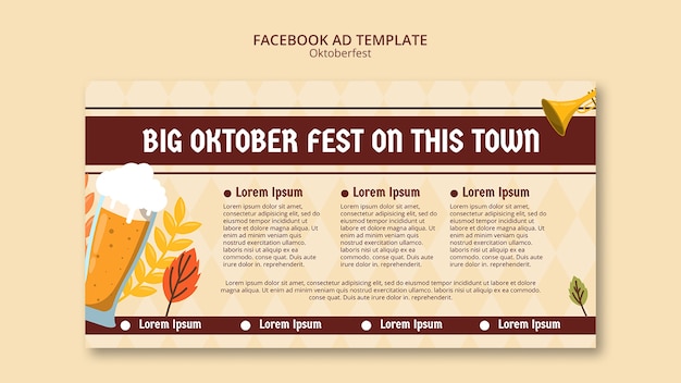 Free PSD hand drawn oktoberfest facebook template