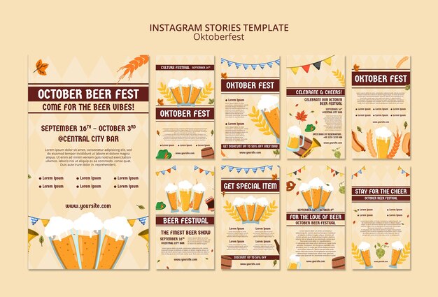 Hand drawn oktoberfest instagram stories