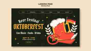 Free PSD hand drawn oktoberfest landing page template