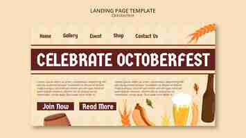 Free PSD hand drawn oktoberfest landing page template