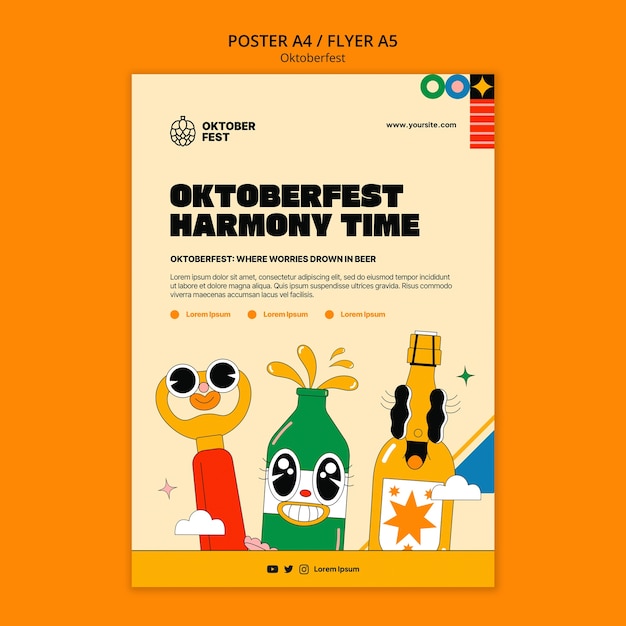 PSD gratuito modello di poster dell'oktoberfest disegnato a mano