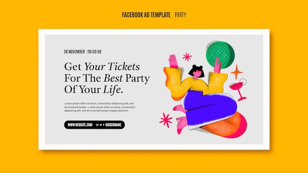 Free PSD hand drawn party facebook template