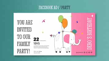 Free PSD hand drawn party fun  facebook template