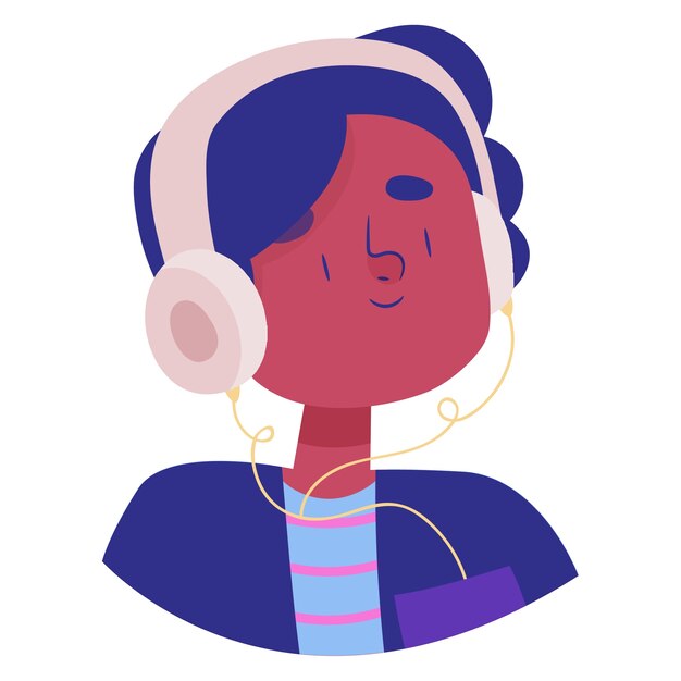 音楽を聴いている手で描かれた人