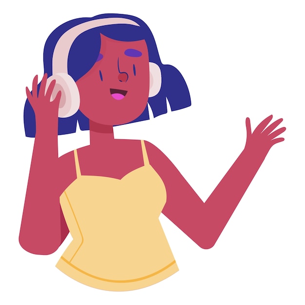 hand drawn person listening to music