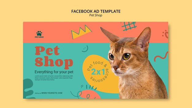 hand drawn pet shop facebook template