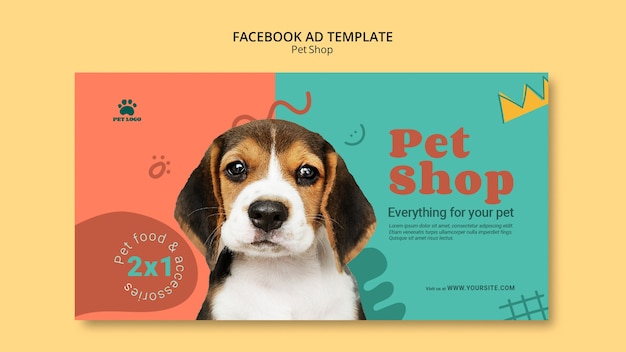 Free PSD hand drawn pet shop facebook template