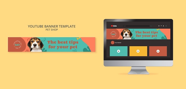 無料PSD 手描きペットショップyoutubeバナー