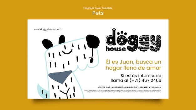 Copertina di facebook disegnata a mano per la cura degli animali domestici