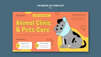 PSD gratuito modello di facebook per la cura degli animali domestici disegnati a mano