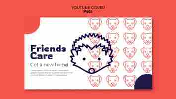 Free PSD hand drawn pets care youtube cover template