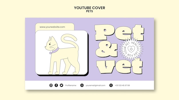 無料PSD 手描きのペットケアyoutubeカバー