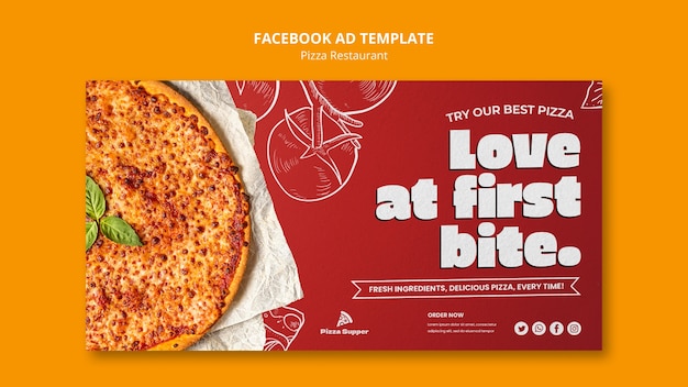 Hand drawn pizza restaurant facebook template