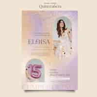 Free PSD hand drawn quinceanera celebration invitation template