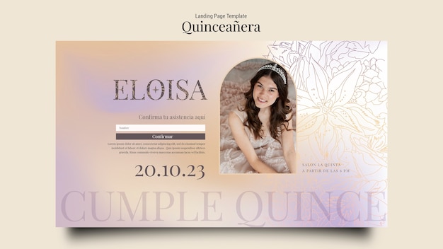 Free PSD hand drawn quinceanera celebration landing page