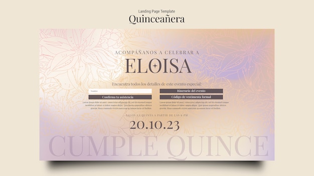 Free PSD hand drawn quinceanera celebration landing page