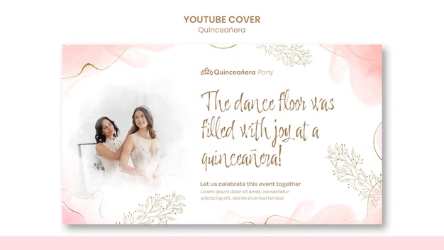 Free PSD hand drawn quinceanera party youtube cover