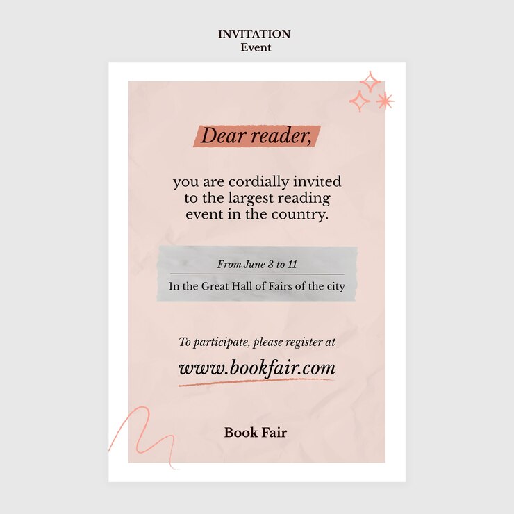 Free PSD hand drawn reading event invitation template