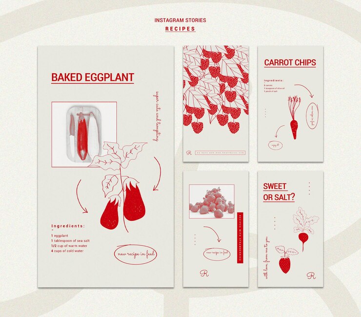 Free PSD hand drawn recipes instagram stories template