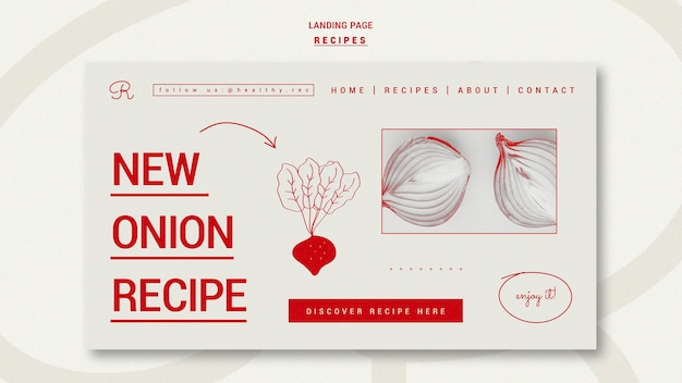 Hand drawn recipes landing page template