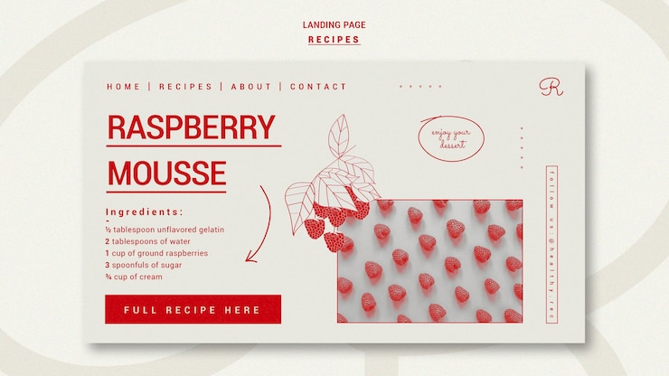 Free PSD hand drawn recipes landing page template
