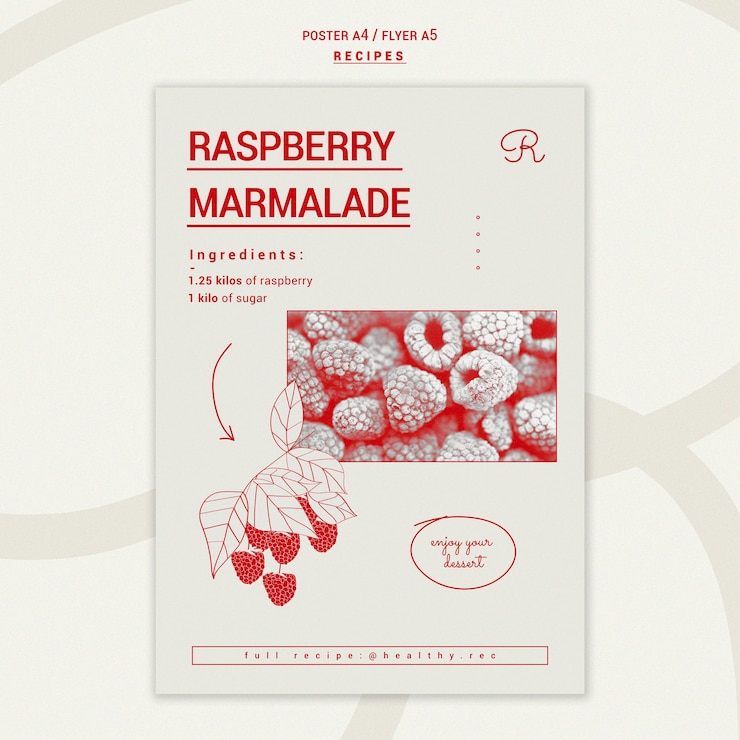 Free PSD hand drawn recipes poster template